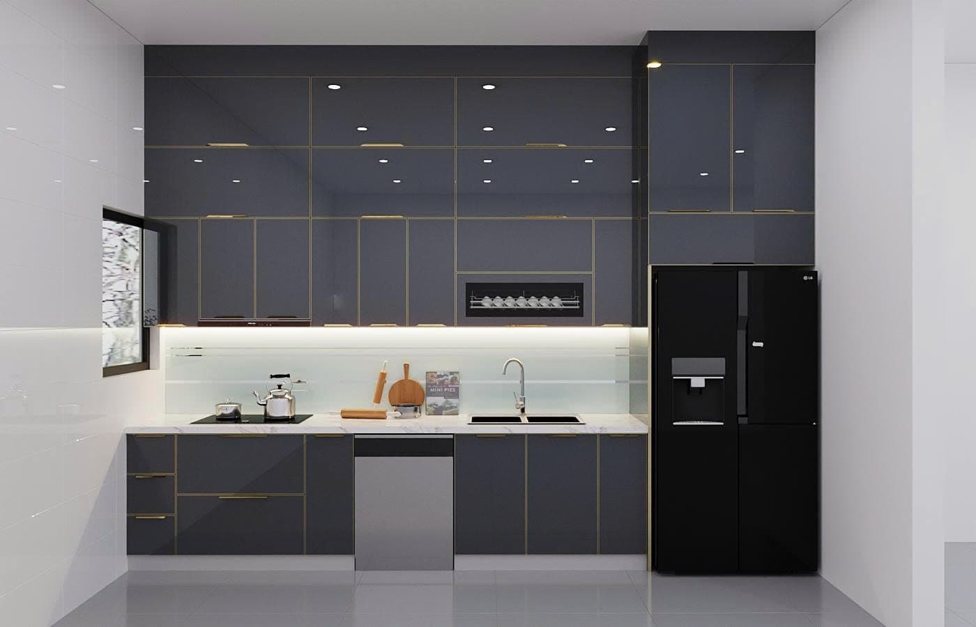 Tủ Bếp Inox Cánh Kính Luxury 2026 - Thiết Kế Miễn Phí